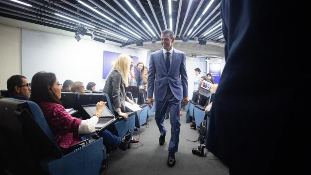 El presidente del Gobierno, Pedro Sánchez, durante la rueda de prensa posterior al Consejo de Ministros.