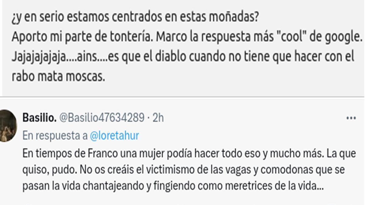 Comentarios despectivos recibidos por Lorena Fernández en la red social X