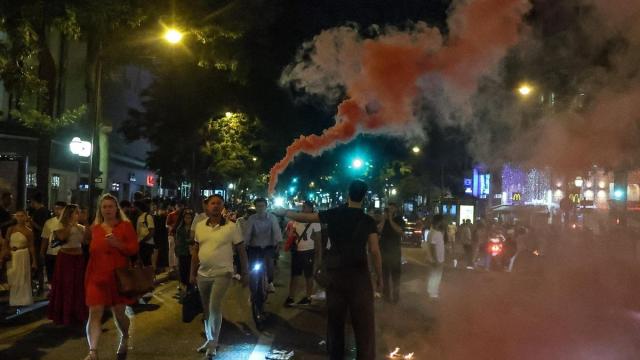 Francia celebra la victoria contra Marruecos.