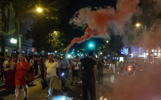 Francia celebra la victoria contra Marruecos.