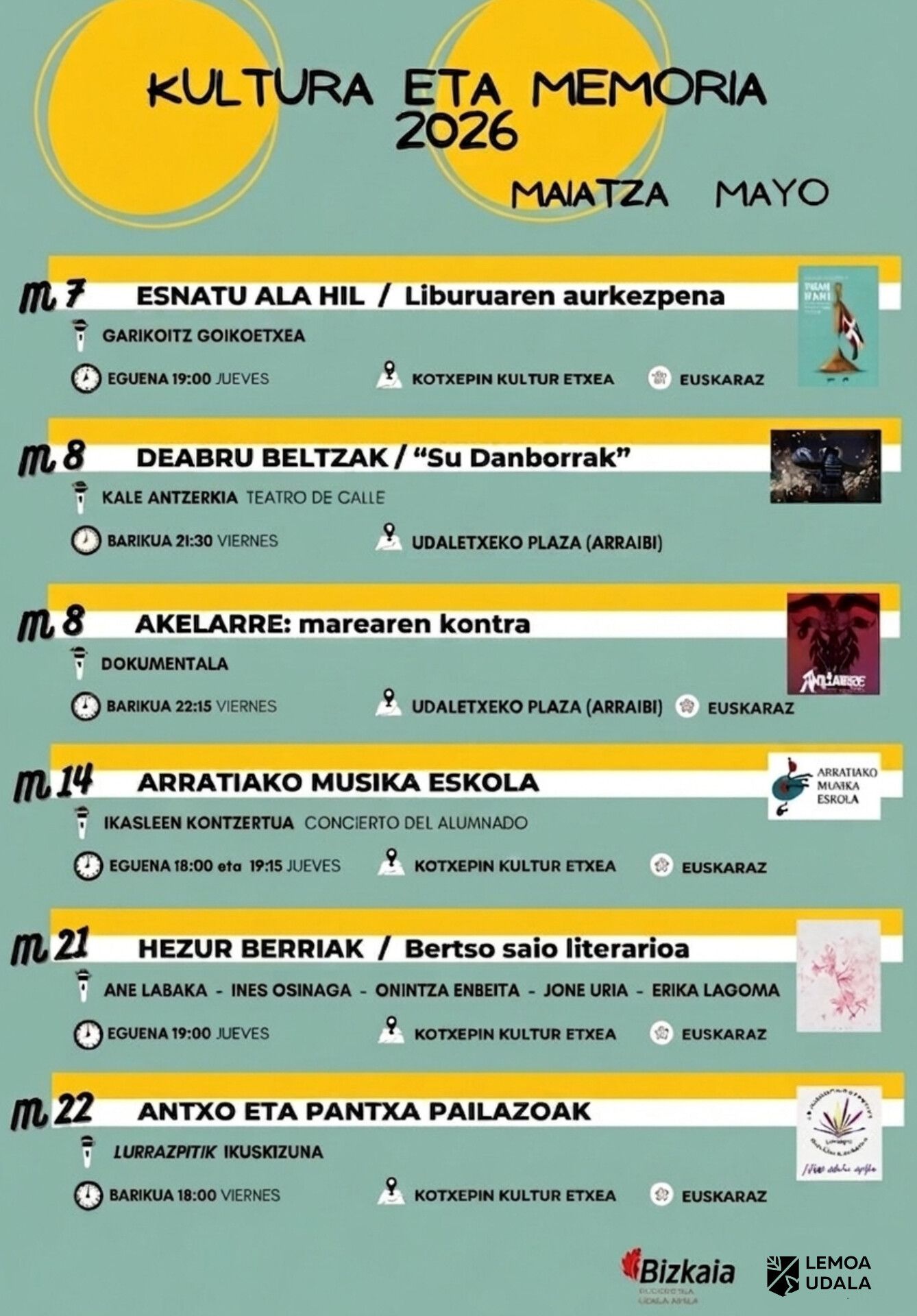 Actos del programa Cultura y Memoria