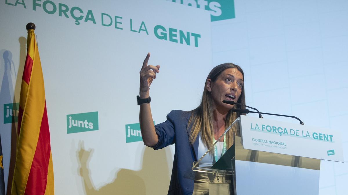 La portavoz en el Congreso de Junts, Míriam Nogueras, ayer en el Consell Nacional en Mataró.