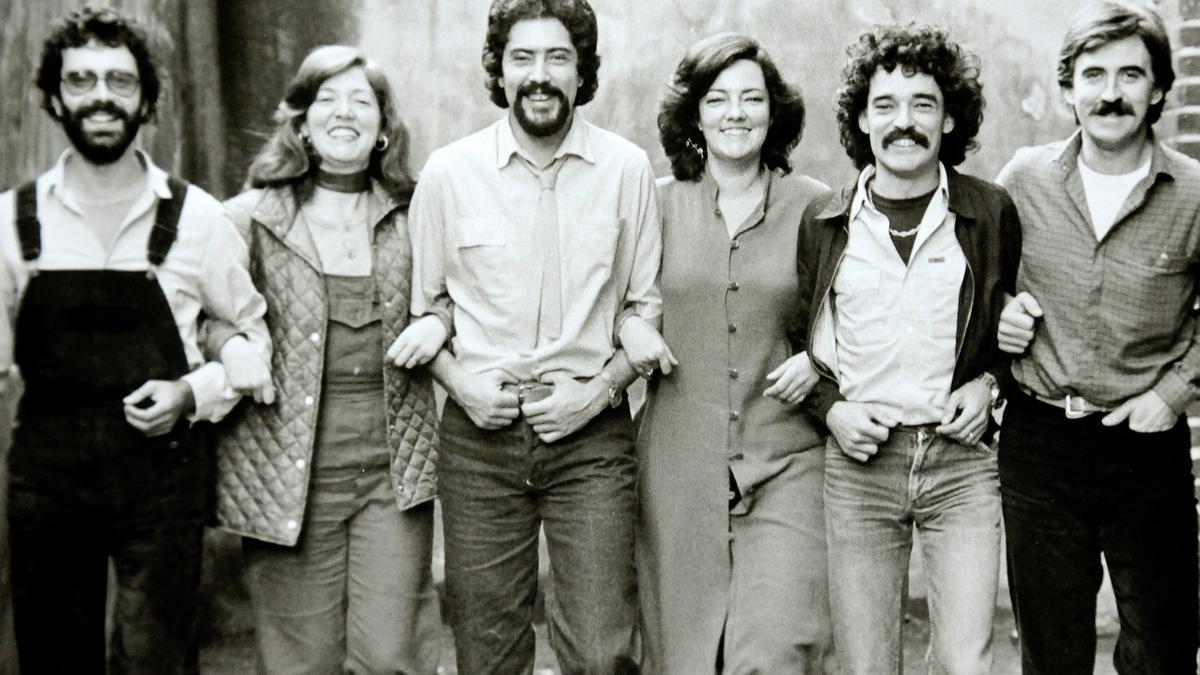 Javier Garay, Izaskun Uranga, Jose Ipiña, Amaya Uranga, Roberto Uranga y Carlos Zubiaga, en el antiguo grupo Mocedades