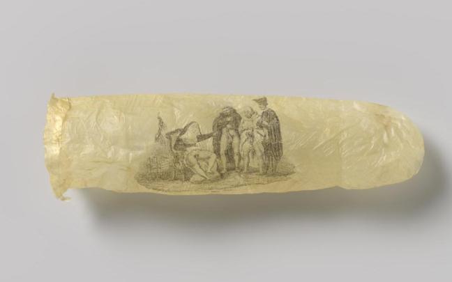 El condón de 1830 exhibido en el Rijksmuseum de Ámsterdam.