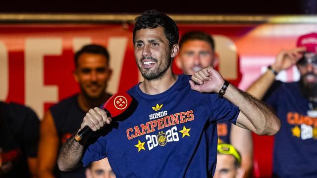 Rodri, durante la celebración del Mundial.