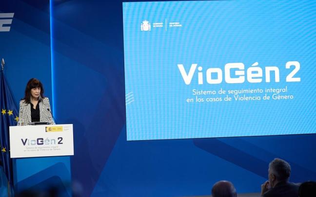La ministra de Igualdad, Ana Redondo, durante la presentación en enero del sistema Viogén2.