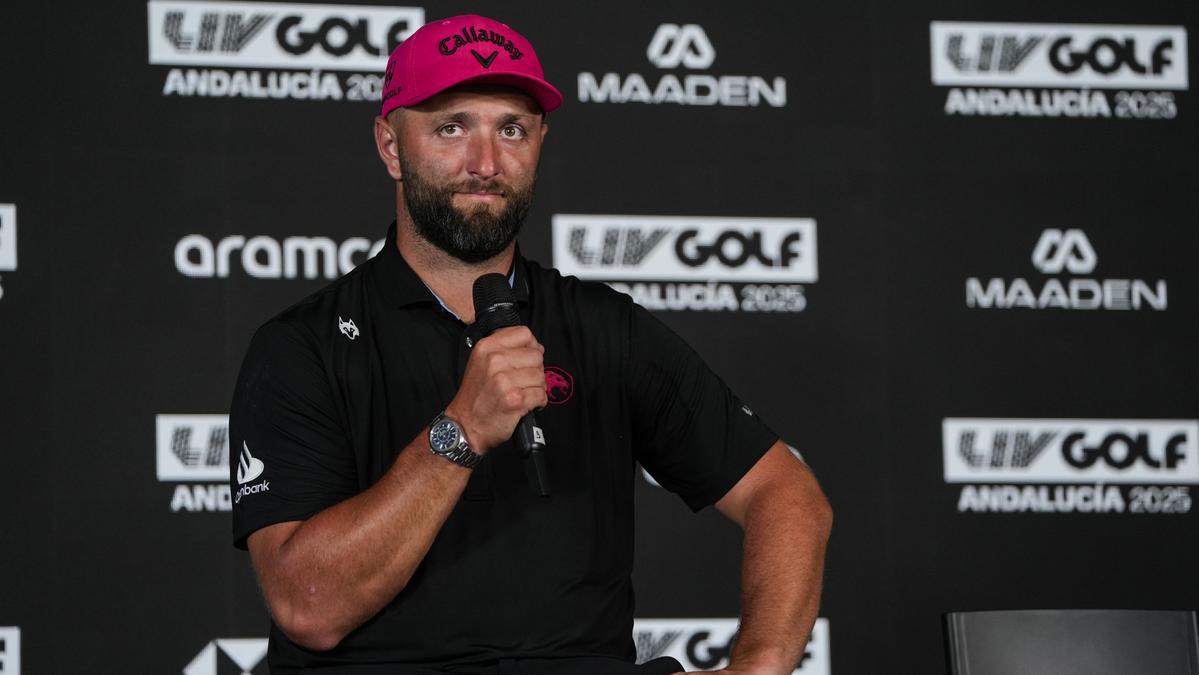 Jon Rahm, durante una rueda de prensa en una prueba del LIV Golf.