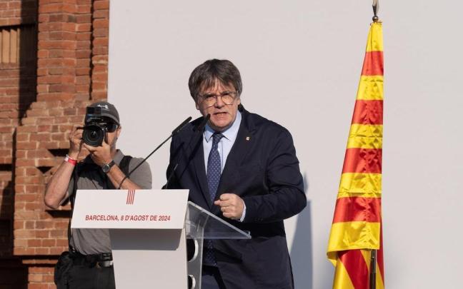 Carles Puigdemont durante su discurso en Barcelona. / EP Carles Puigdemont durante su discurso en Barcelona.