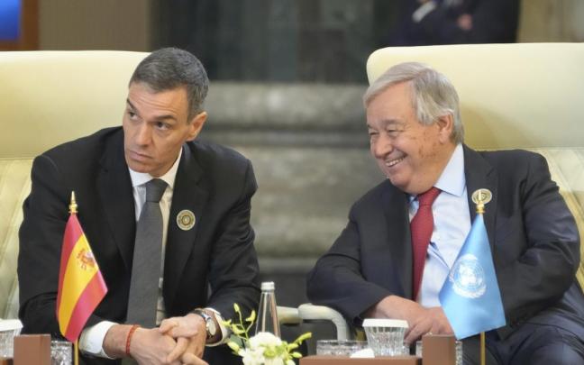 El presidente del Gobierno, Pedro Sánchez, junto al secretario general de la ONU, Antonio Guterres / DPA / EP El presidente del Gobierno, Pedro Sánchez, junto al secretario general de la ONU, Antonio Guterres