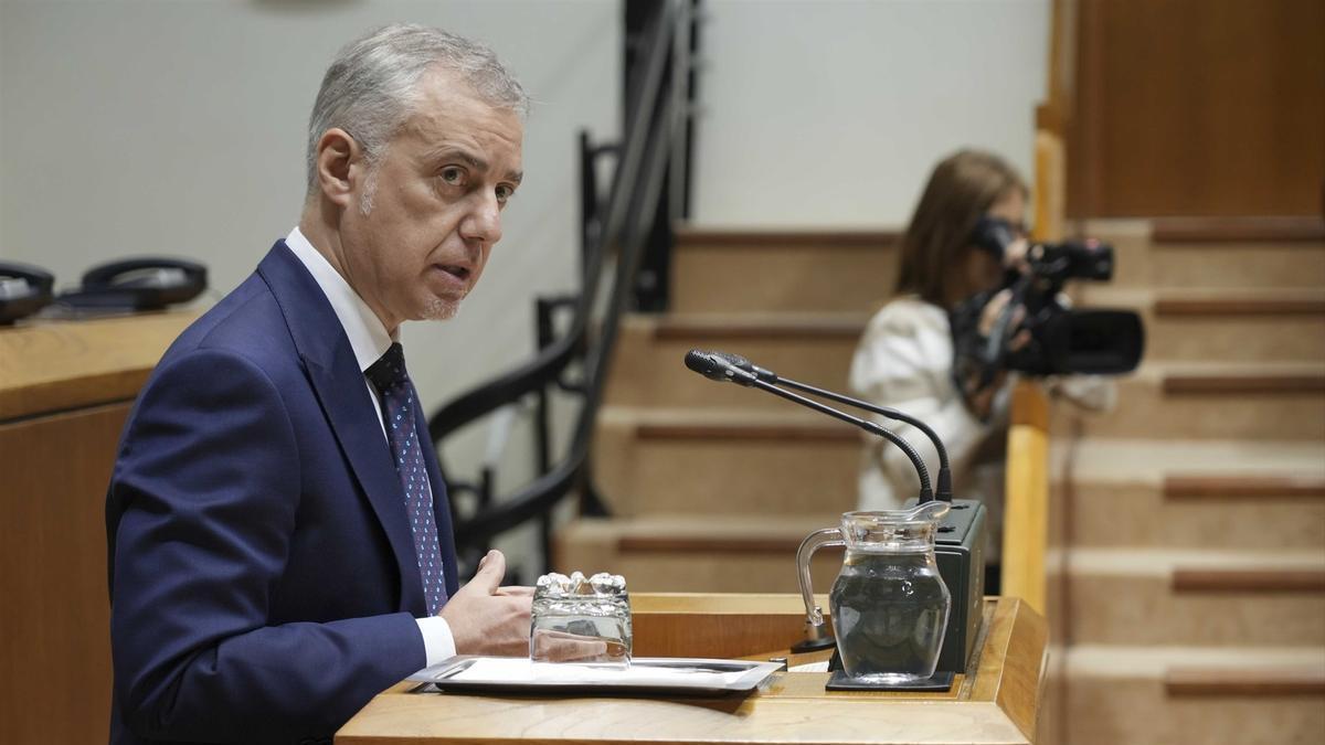 El lehendakari, Iñigo Urkullu, en una intervención en el Parlamento Vasco.