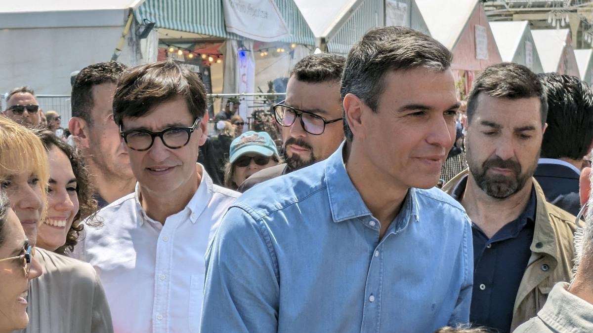 Pedro Sánchez junto a Salvador Illa en Catalunya este miércoles.