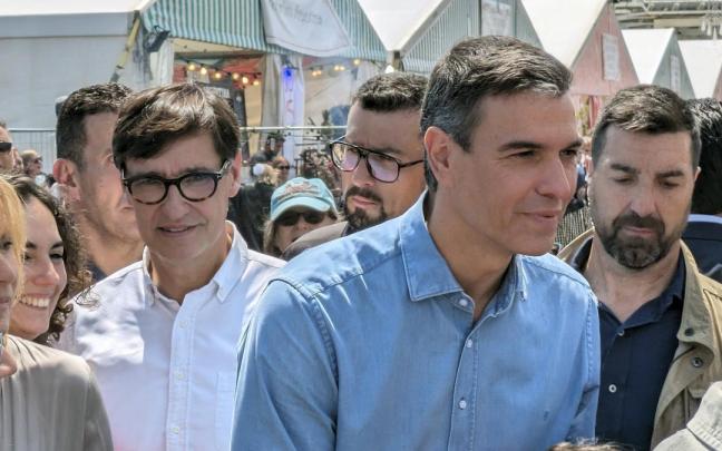 Pedro Sánchez junto a Salvador Illa en Catalunya este miércoles.