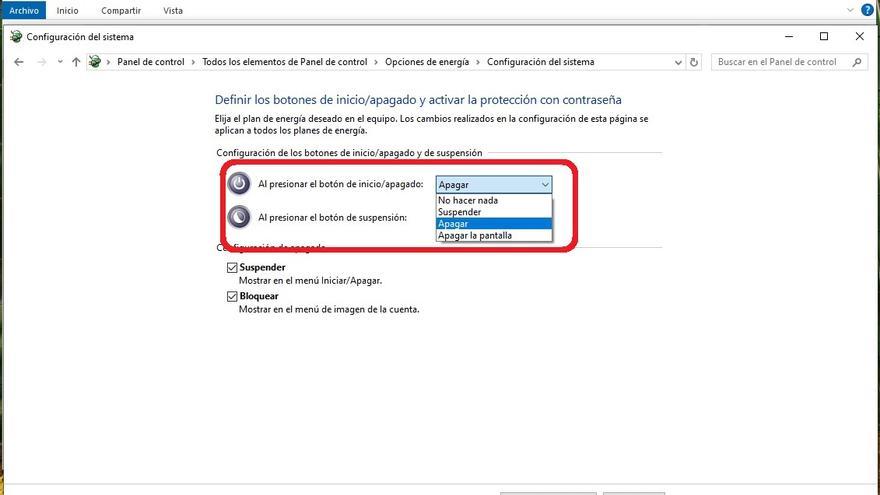 Con los privilegios de administrador activados, se puede desactivar el 'Inicio rápido'.