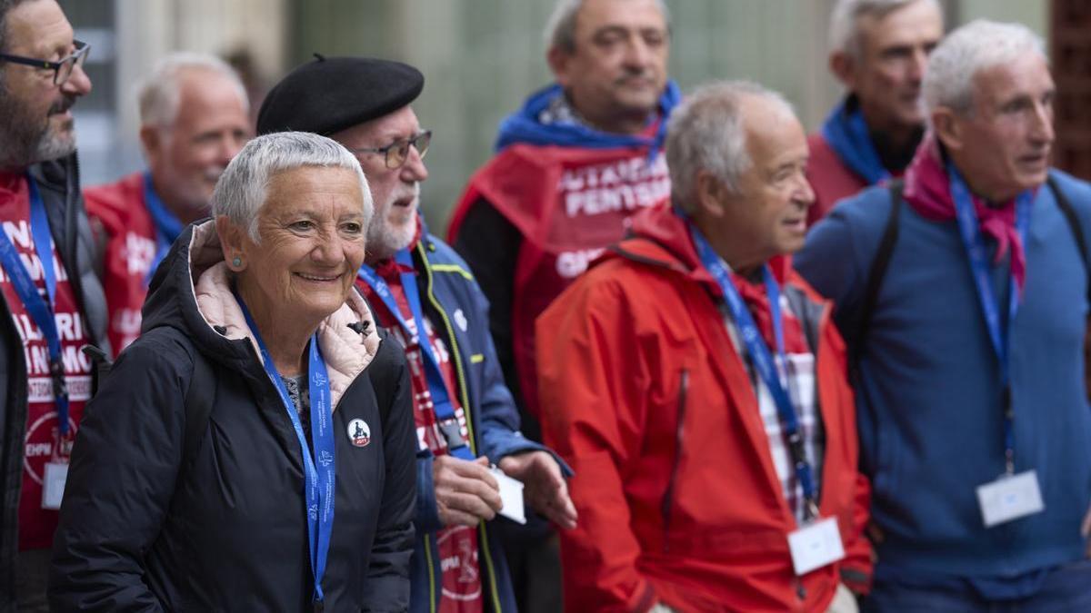 Ana Mezo, portavoz de la plataforma de pensionistas, en Gasteiz.