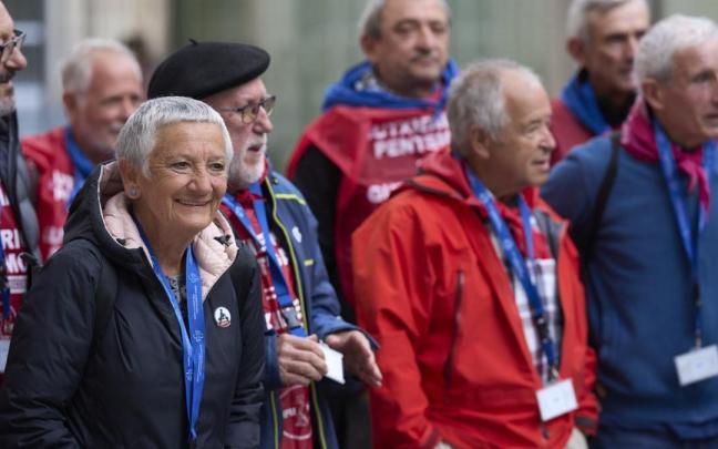 Ana Mezo, portavoz de la plataforma de pensionistas, en Gasteiz.