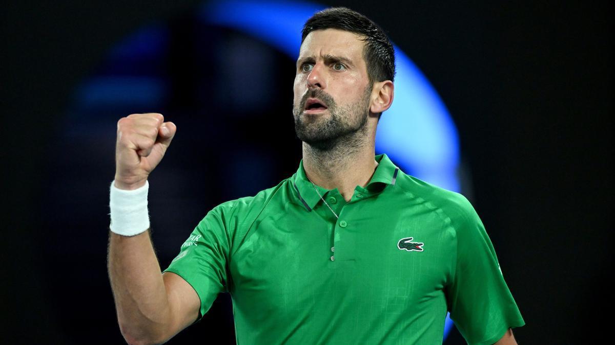 Djokovic celebra uno de los puntos durante las semifinales.