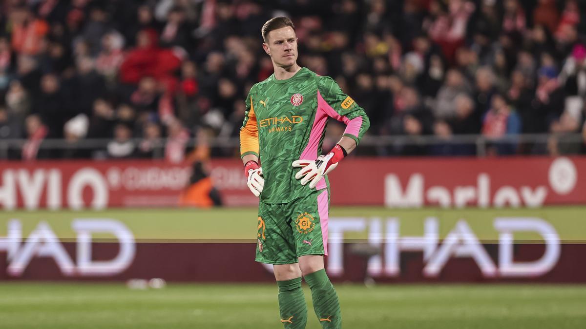 Ter Stegen en su debut con el Girona frente al Getafe.