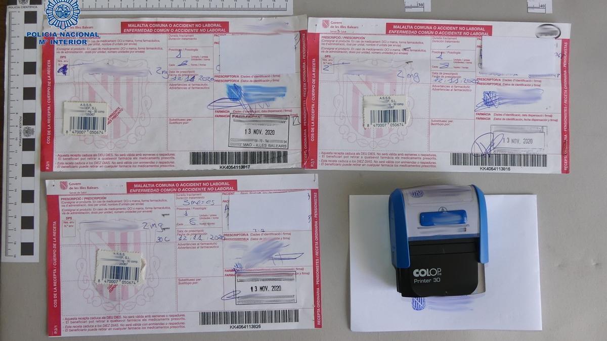 Recetas médicas falsificadas.