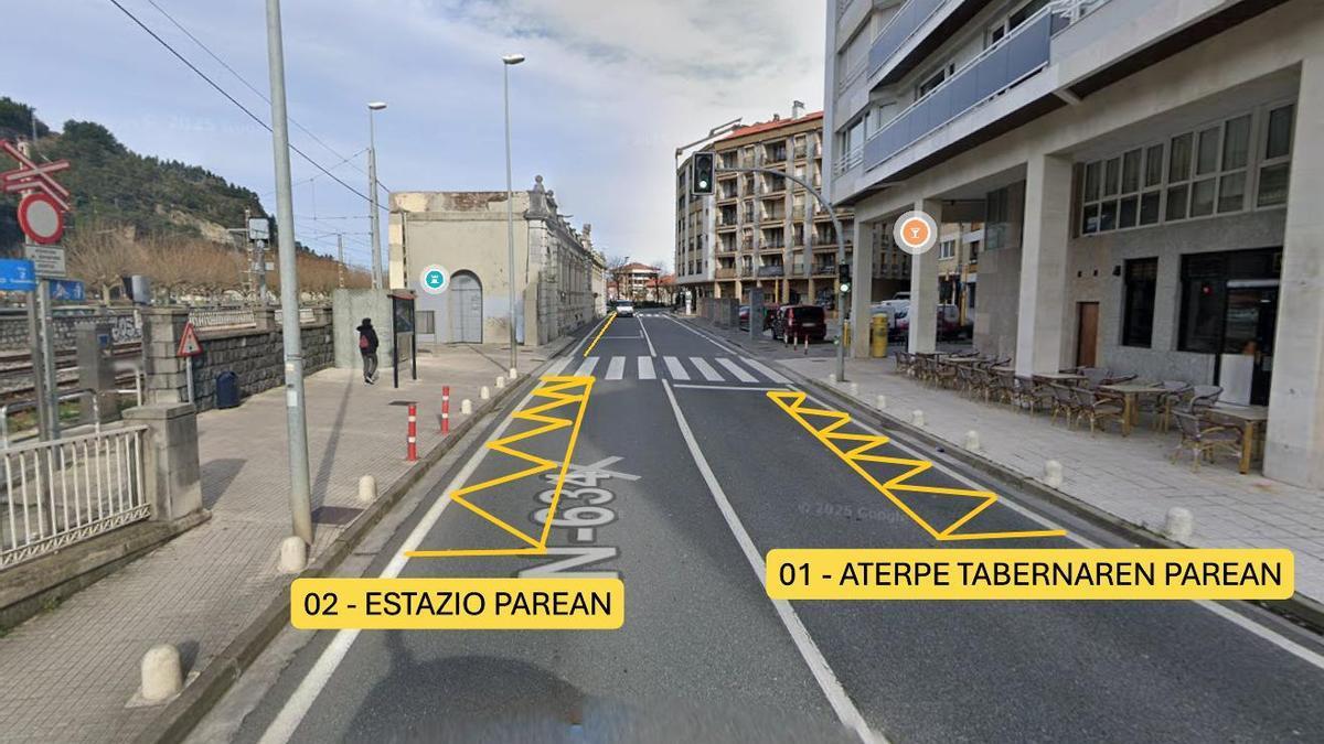 Rcreacion de las paradas de autobuses que entrarán en servicio a partir del miércoles.