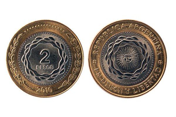 Moneda de dos pesos argentinos.