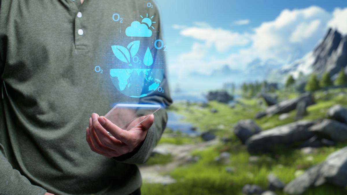 Representación del uso de la tecnología en la naturaleza.