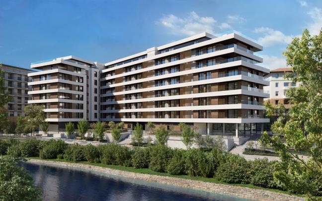 El futuro edificio, con forma de ‘L’, contará con siete plantas y cinco portales.