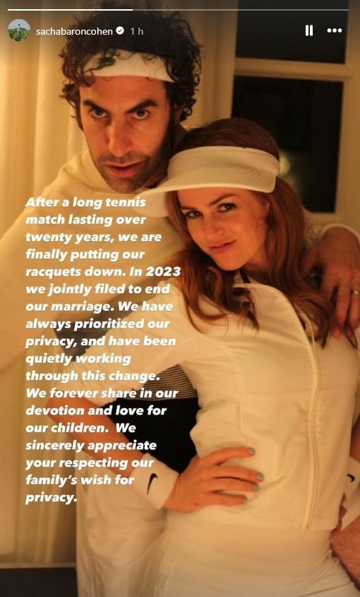 La imagen que Sacha Baron Cohen e Isla Fisher han publicado.