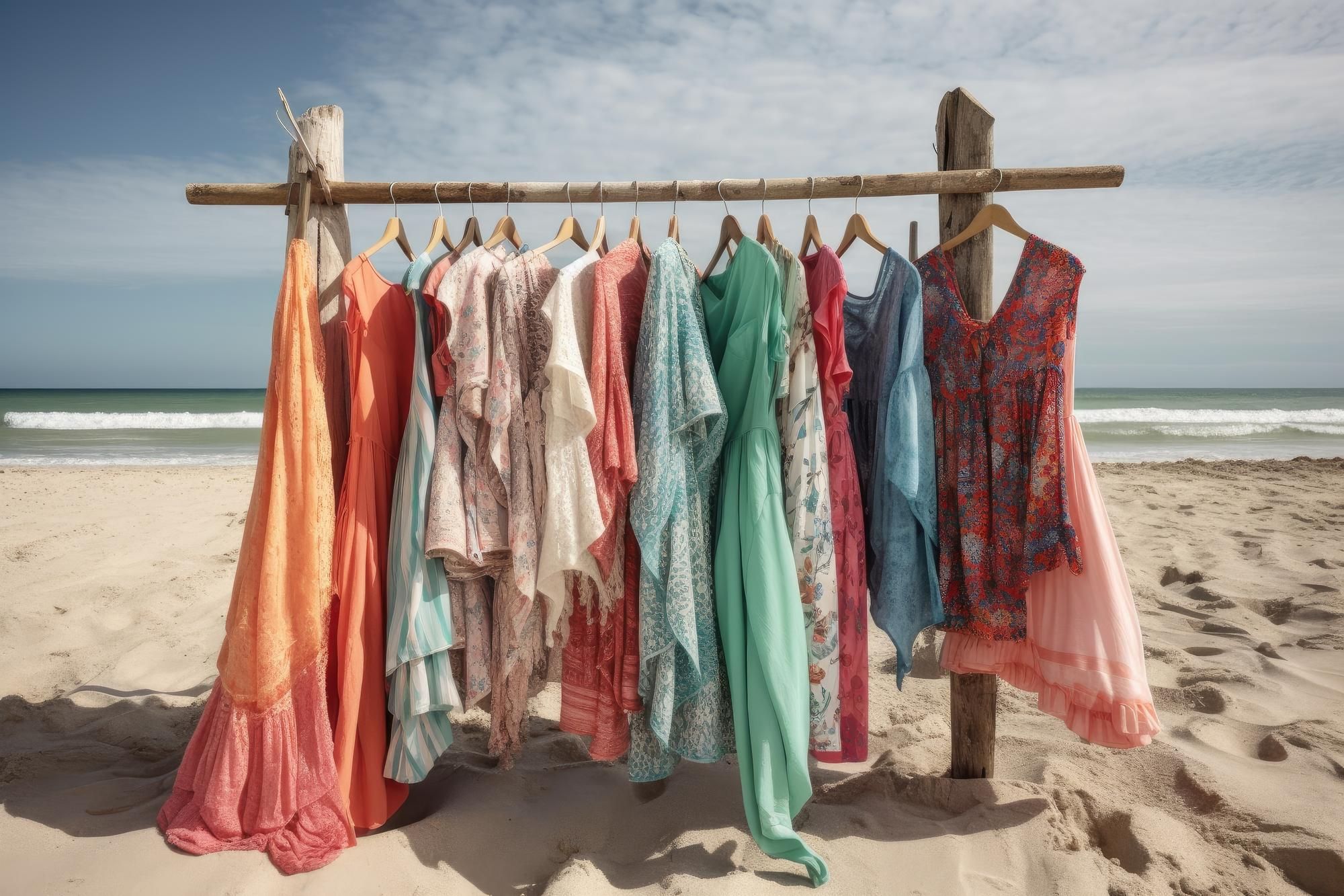 Vestidos ligeros de colores suaves para ir a la playa.