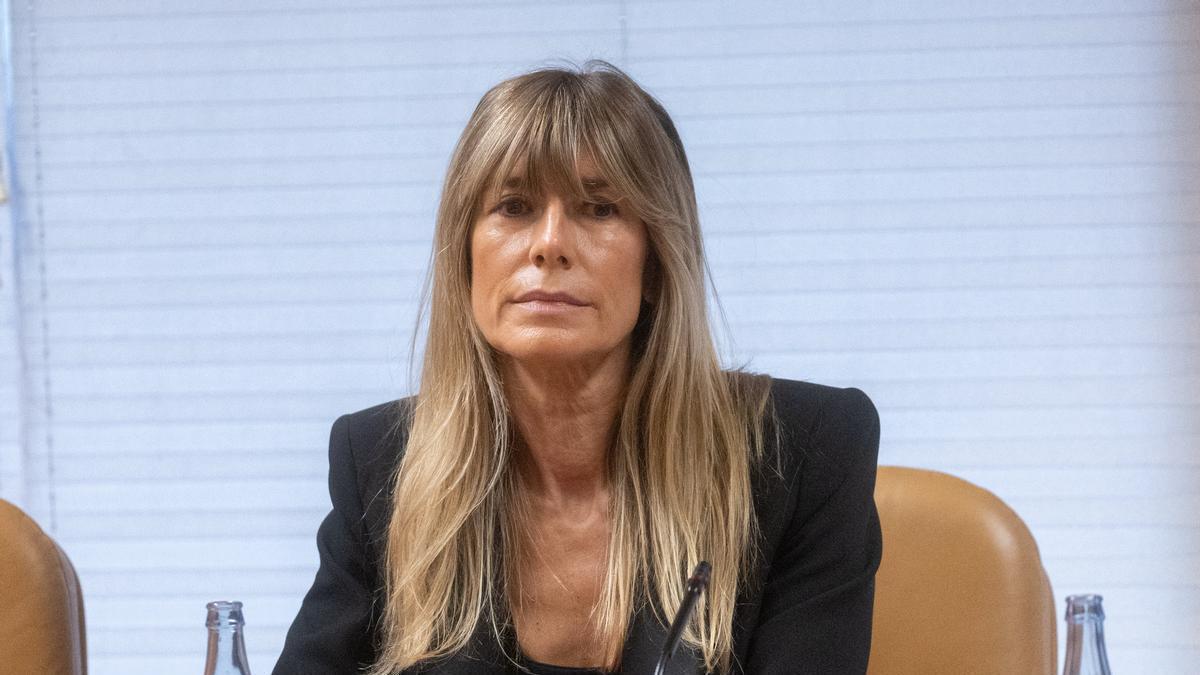 Begoña Gómez durante su comparecencia en la Asamblea de Madrid.