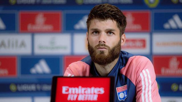 El central del Olympique de Lyon Duje Caleta Car, durante una rueda de prensa. OLYMPIQUE LYON