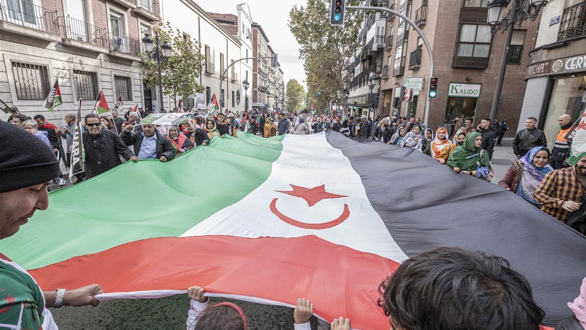 Una manifestación en Madrid en defensa del Sáhara Occidental.