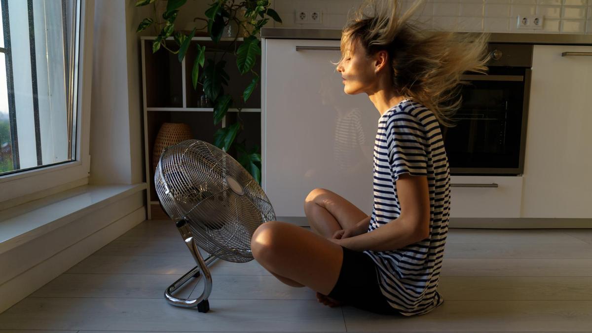 Una persona ante un ventilador