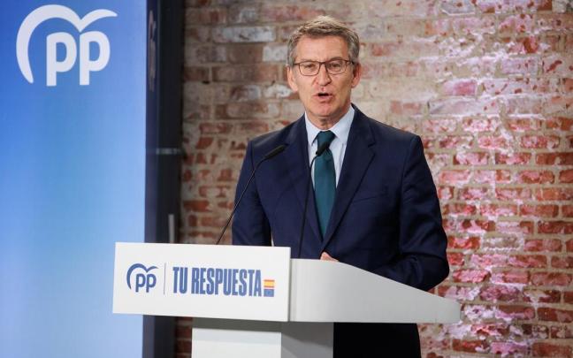 El líder del PP, Alberto Núñez Feijóo, durante el acto en el que ha participado este lunes. / EP El líder del PP, Alberto Núñez Feijóo, durante el acto en el que ha participado este lunes.
