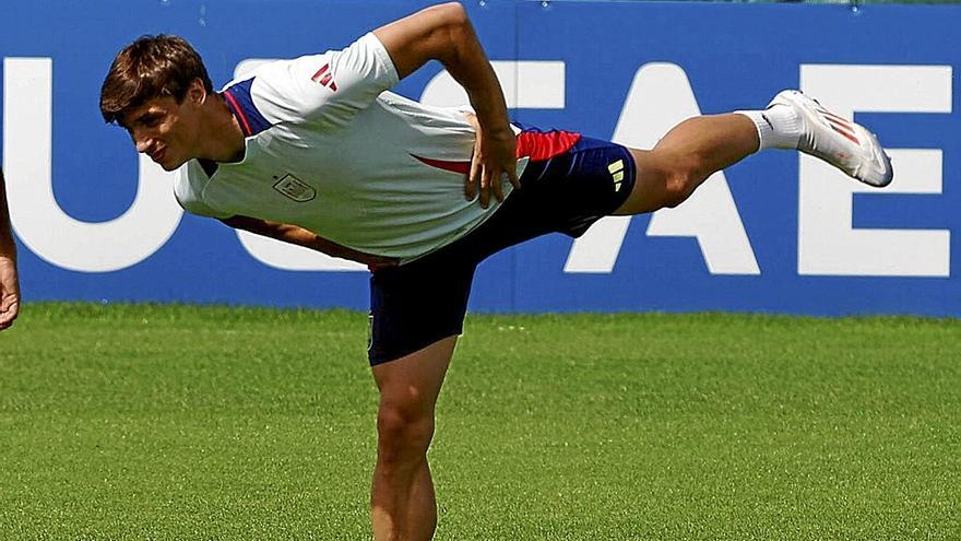 Le Normand, en el entrenamiento de la seleción española.
