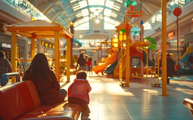 Una zona de juegos en un centro comercial.