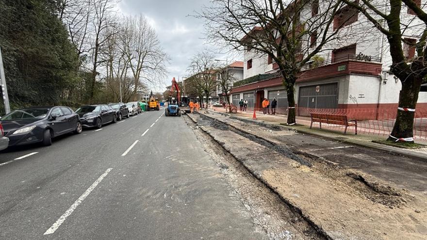 Las obras del bidegorri de Pelotari Kalea.