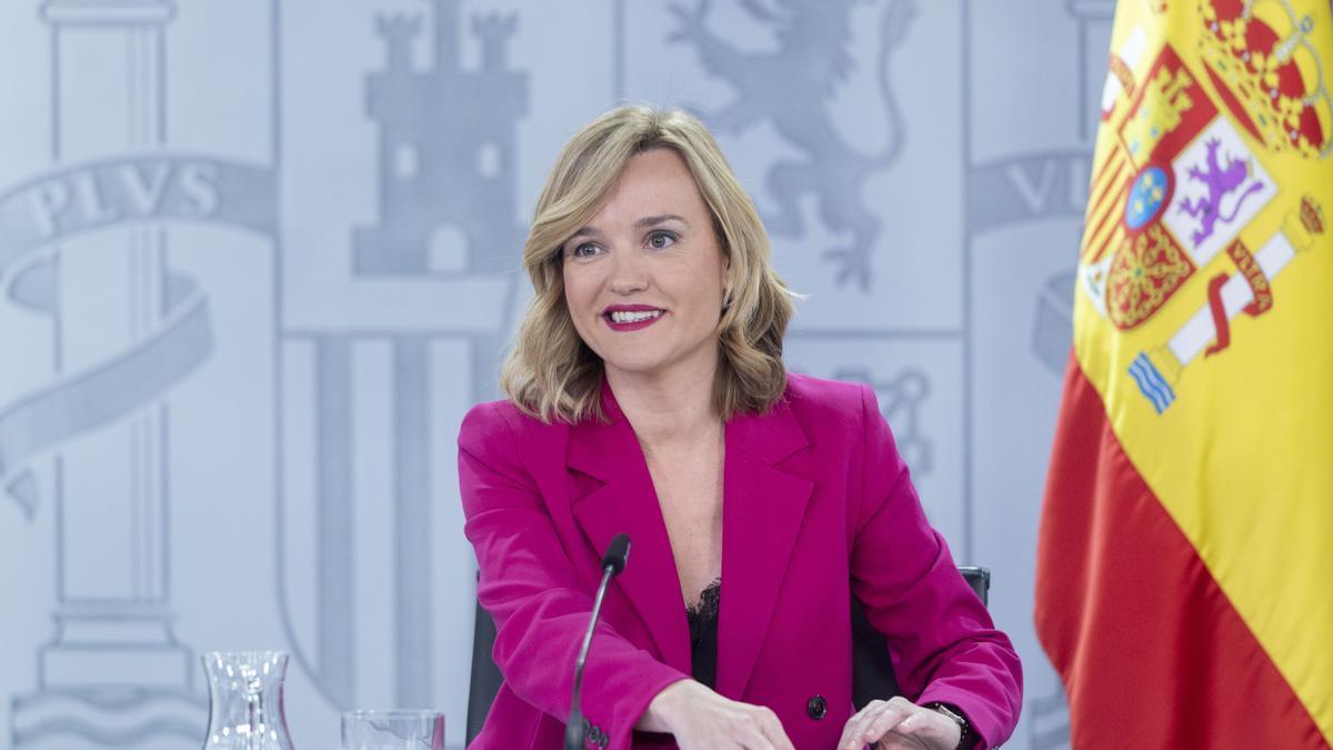 La portavoz del Gobierno español, Pilar Alegría, en la rueda de prensa posterior a un Consejo de Ministros.