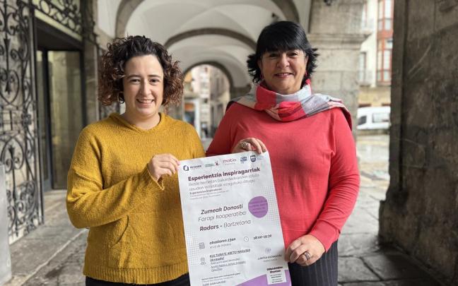 La técnica municipal Garazi Otsoa y la edil de Bienestar Social Jasone Giraldo.