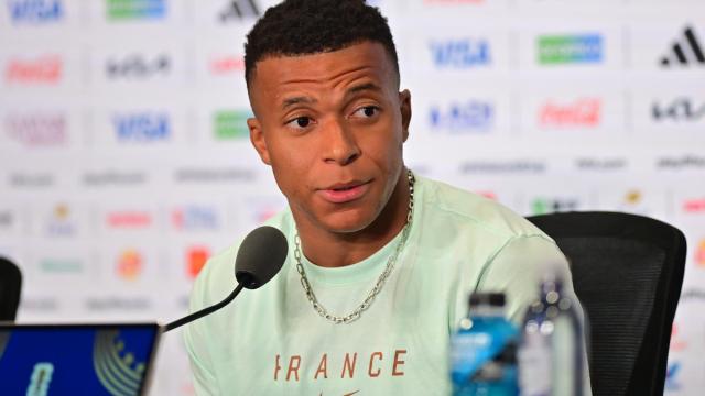 Kylian Mbappé, durante su comparecencia ante los medios de comunicación.