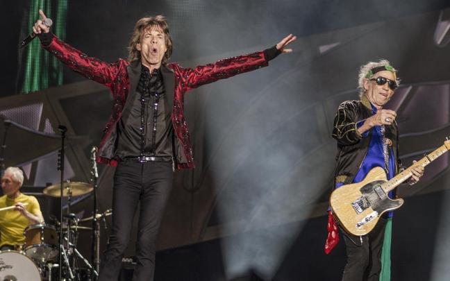 Mick Jagger y Keith Richards, durante el concierto de los Rolling Stones en Madrid.