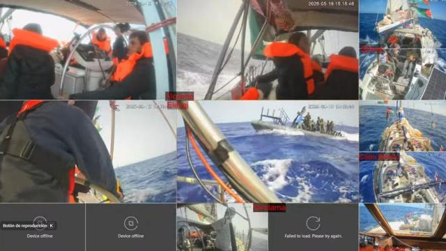 La Armada israelí interceptando uno de los barcos que navegaban rumbo a Gaza
