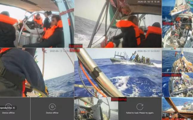 La Armada israelí interceptando uno de los barcos que navegaban rumbo a Gaza