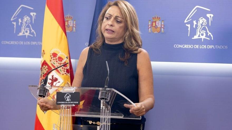La representante de Coalición Canaria, Cristina Valido, tras reunirse con Sánchez.