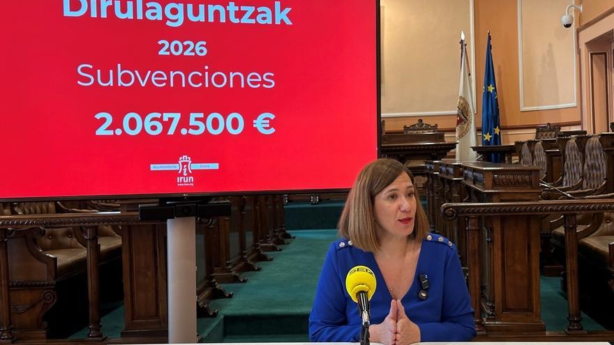 La alcaldesa de Irun, Cristina Laborda, esta mañana en la Sala Capitular del Ayuntamiento.