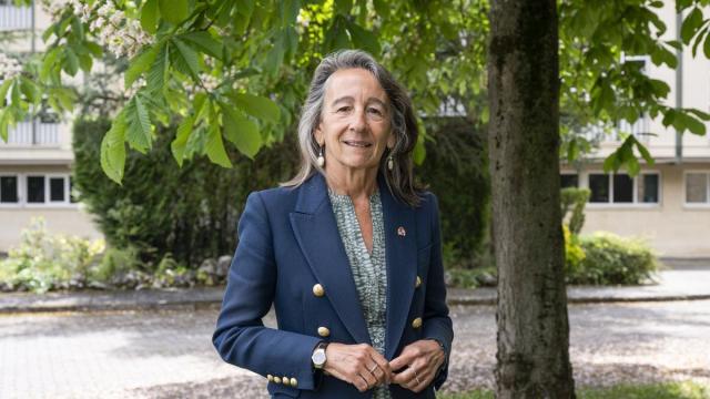 Marisol Garmendia posa en la sede de la Delegación del Gobierno español en Gasteiz.