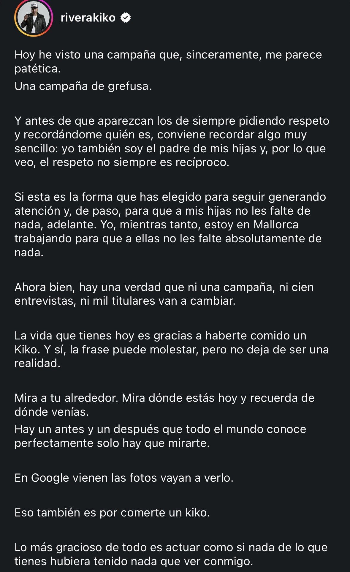 Kiko Rivera no tardaba en contestar a su ex mujer.