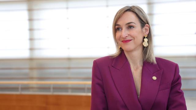 La consejera de Autogobierno, Maria Ubarretxena, en la entrevista realizada en el Kursaal de Donostia