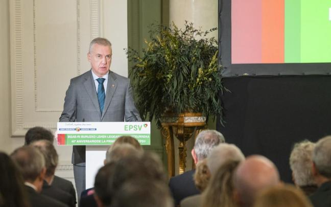 Urkullu, durante el acto en el que ha participado este miércoles.