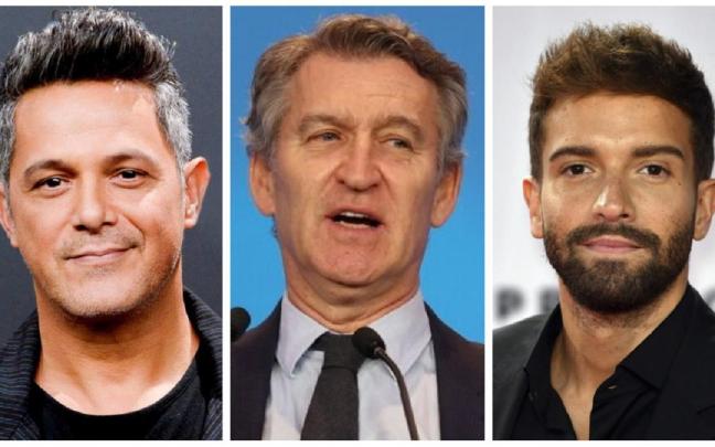 Alejandro Sanz, Alberto Núñez Feijóo y Pablo Alborán.
