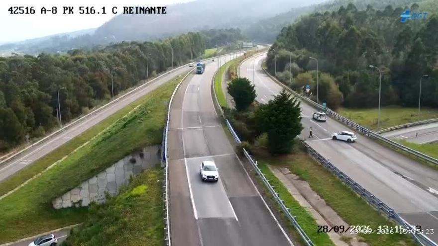 Zona del siniestro registrado en la A-8, en Ribadeo (Lugo).